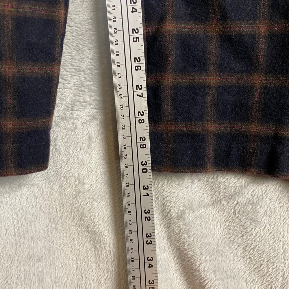 Wyeth Womens Plaid Wool Blend Wide Leg Trousers Navy Brown High Rise Pants 2 - Picture 6 of 8